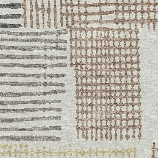 Sand Brown And Ivory Geometric Washable Area Rug With UV Protection Photo 3