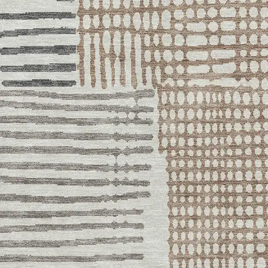 Sand Brown And Ivory Geometric Washable Area Rug With UV Protection Photo 3