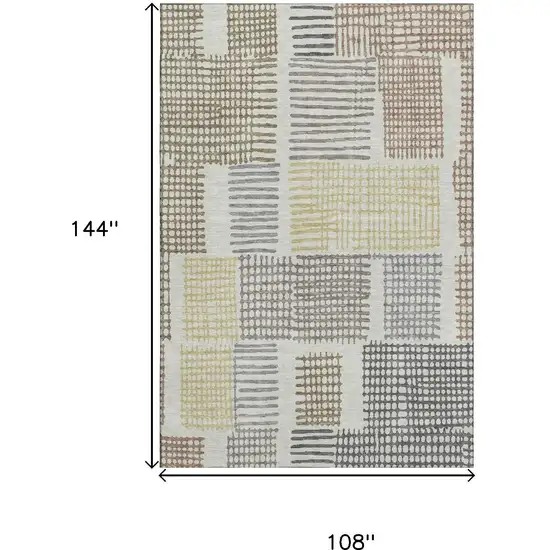 Sand Brown And Ivory Geometric Washable Area Rug With UV Protection Photo 9
