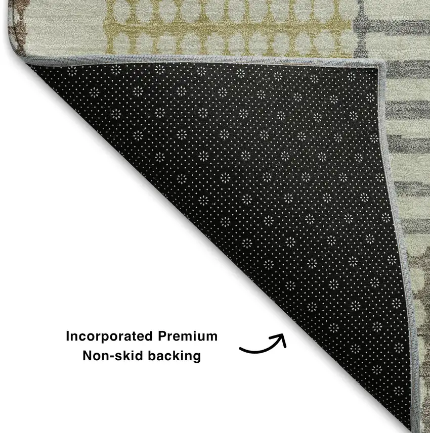 Sand Brown And Ivory Geometric Washable Area Rug With UV Protection Photo 7
