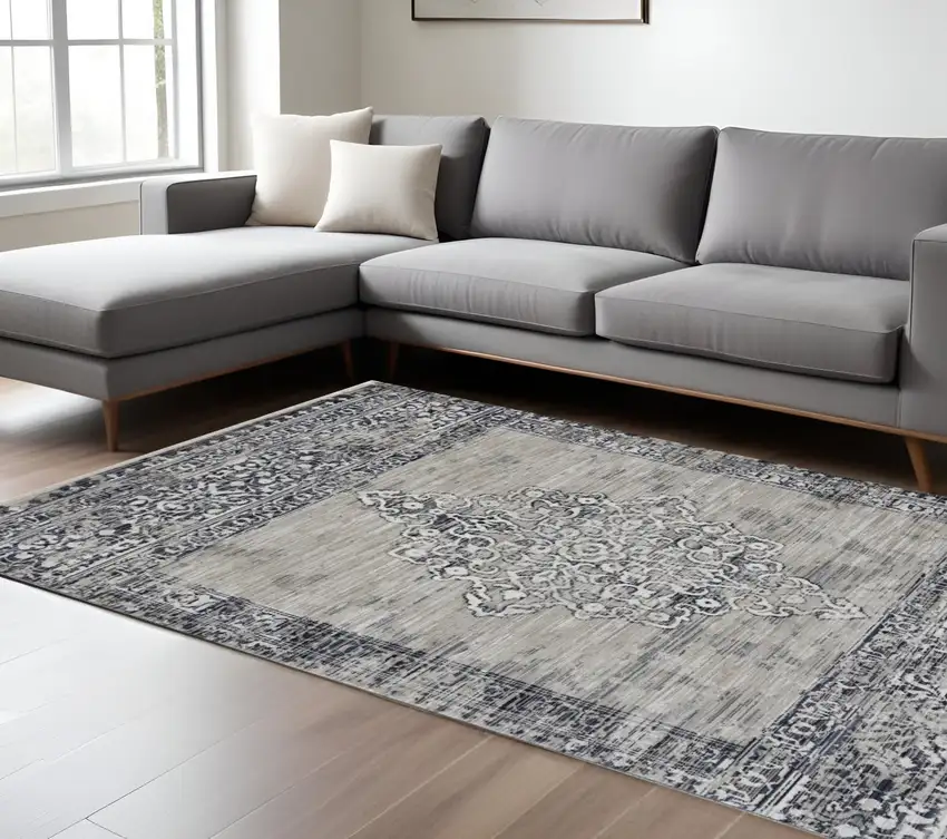 Sand And Charcoal Diamond Area Rug Photo 1