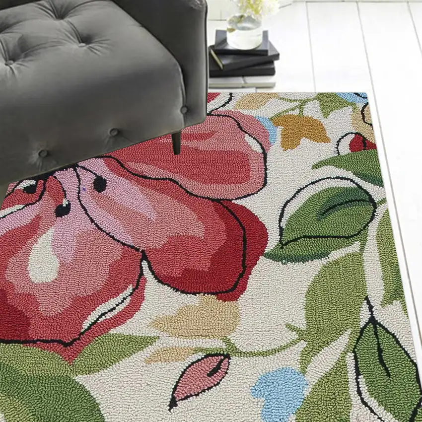 Sand Floral Runner Rug Photo 2