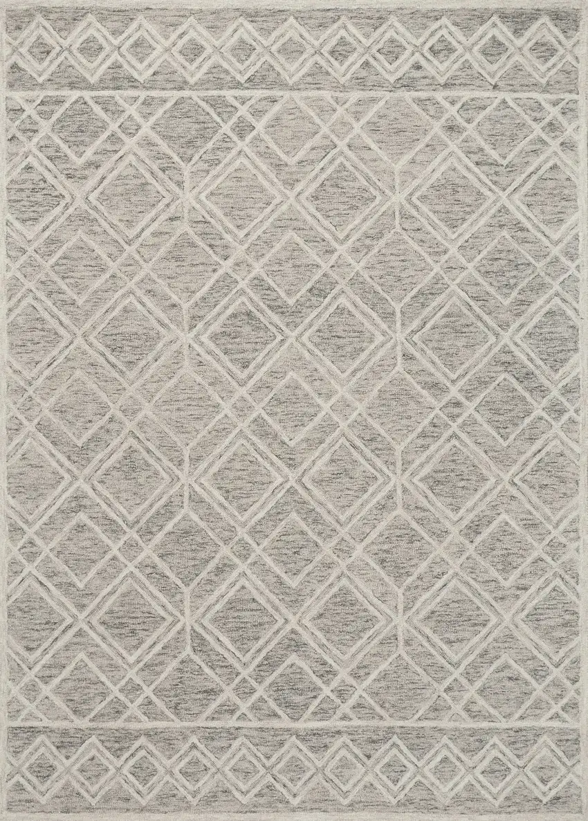 Sand Geometric Diamond Wool Area Rug Photo 1