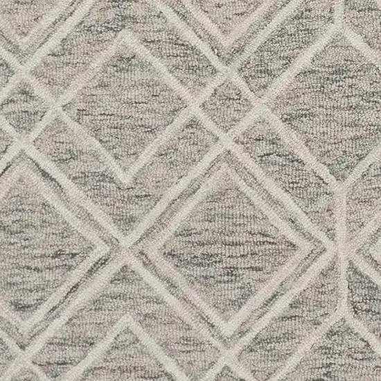 Sand Beige And Ivory Wool Geometric Hand Hooked Area Rug Photo 7