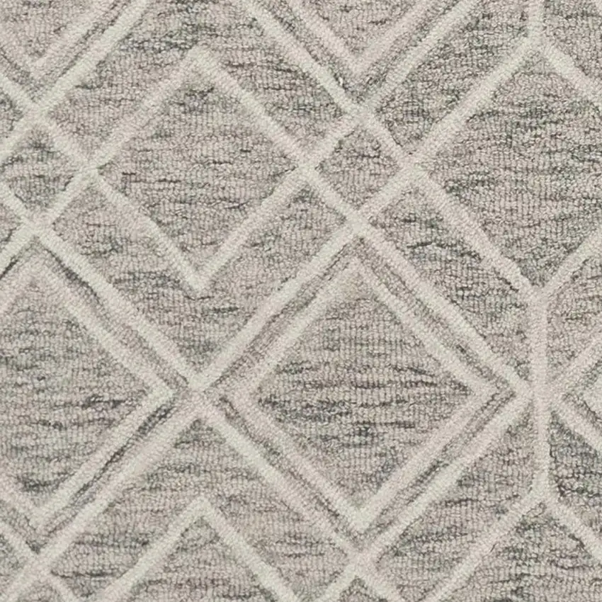 Sand Beige And Ivory Wool Geometric Hand Hooked Area Rug Photo 7