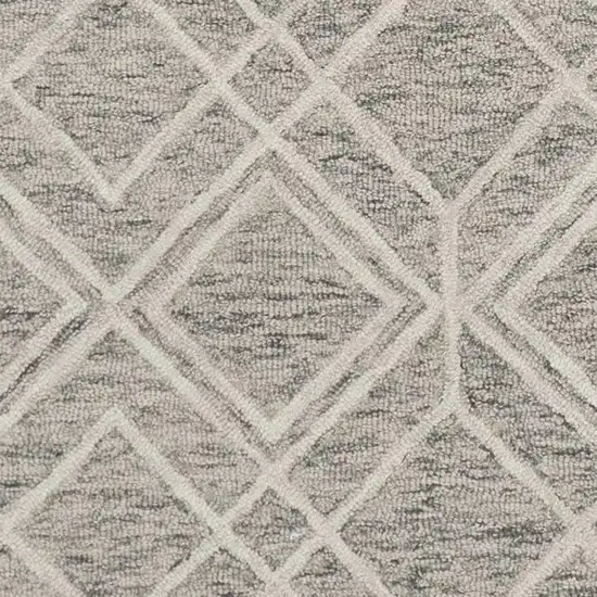 Sand Beige And Ivory Wool Geometric Hand Hooked Area Rug Photo 4