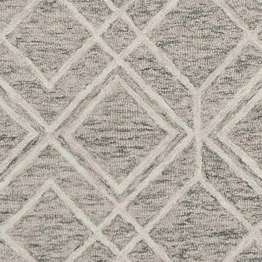Sand Beige And Ivory Wool Geometric Hand Hooked Area Rug Photo 4