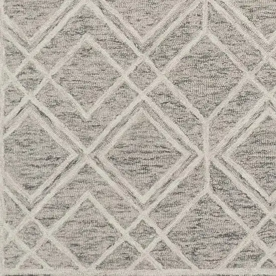 Sand Beige And Ivory Wool Geometric Hand Hooked Area Rug Photo 8