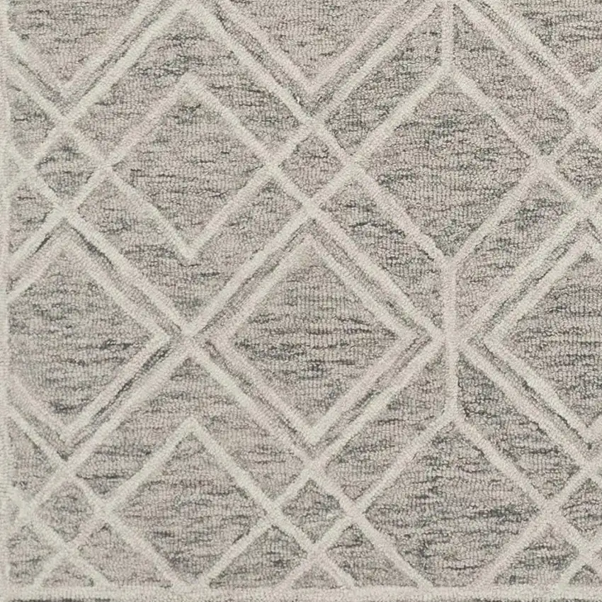 Sand Beige And Ivory Wool Geometric Hand Hooked Area Rug Photo 8