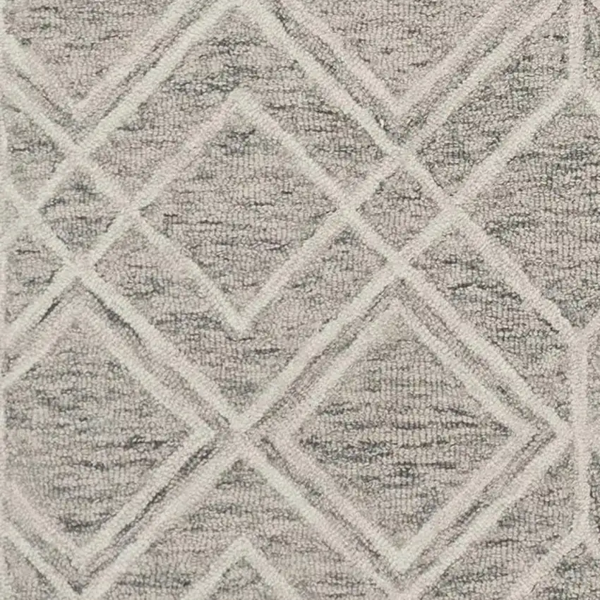 Sand Beige And Ivory Wool Geometric Hand Hooked Area Rug Photo 9