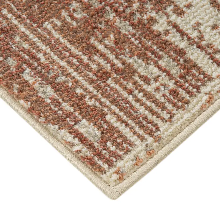 Sand Geometric Power Loom Area Rug With Fringe Photo 4
