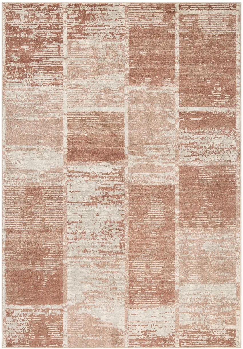 Sand Geometric Power Loom Area Rug With Fringe Photo 1