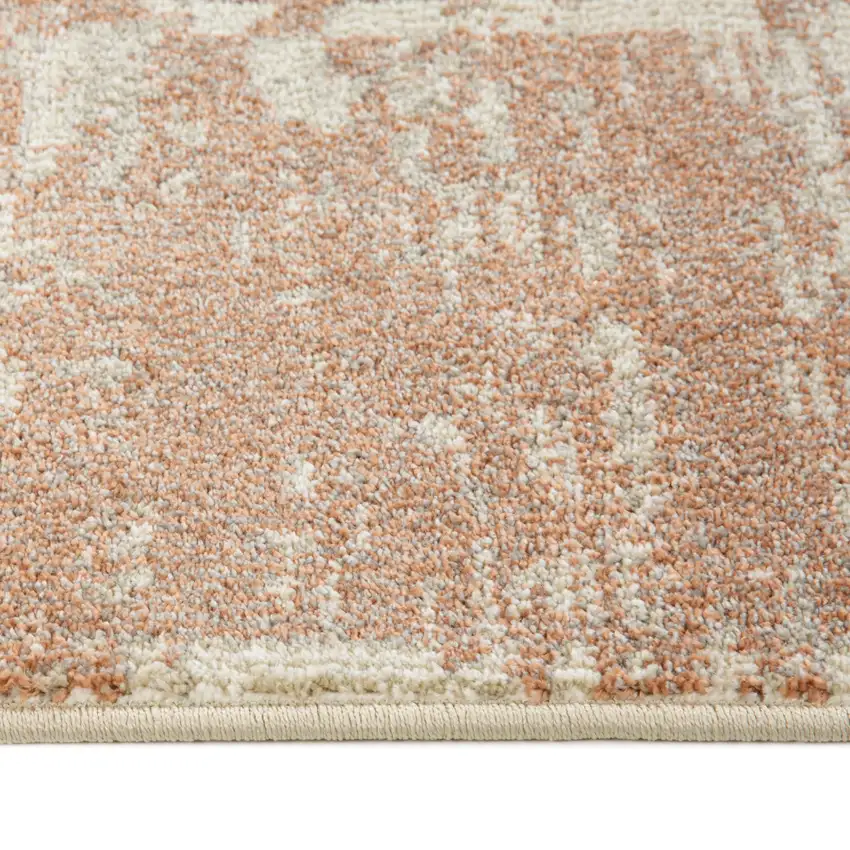 Sand Geometric Power Loom Area Rug With Fringe Photo 3