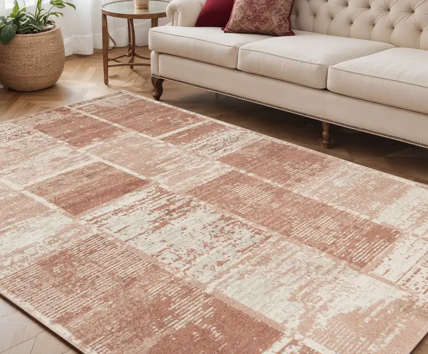 Sand and Ivory Geometric Power Loom Area Rug Photo 1
