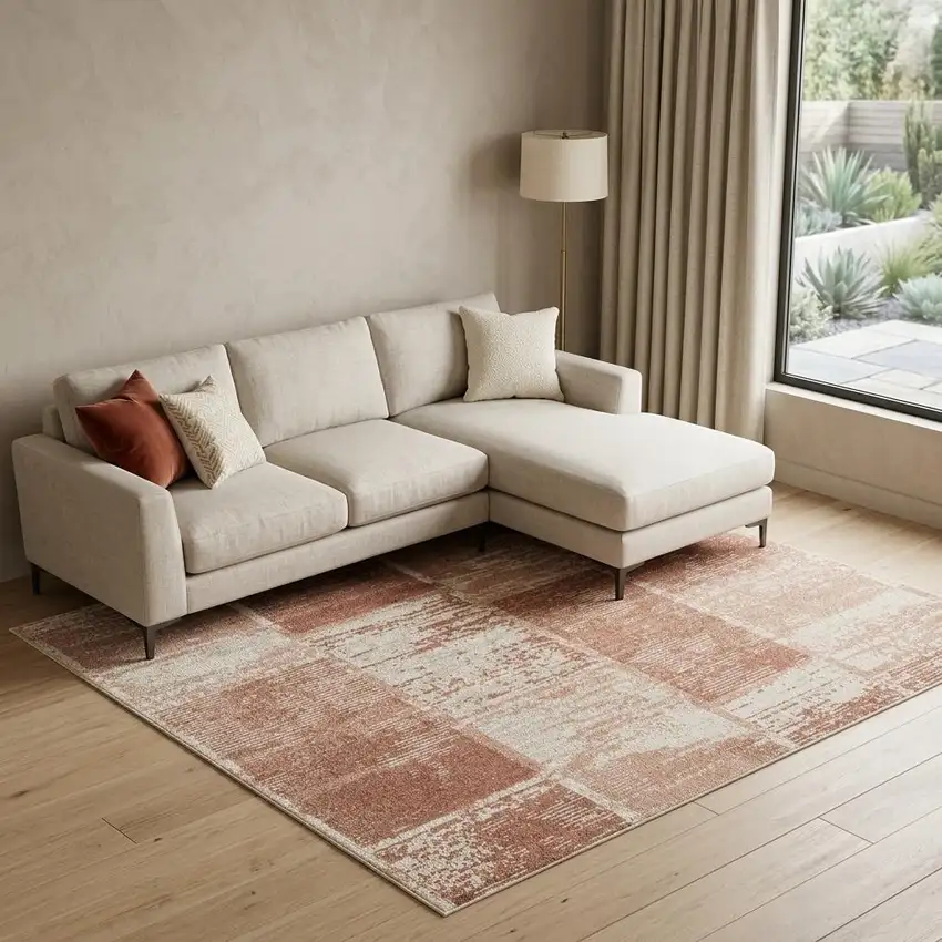 Sand And Ivory Geometric Area Rug Photo 1