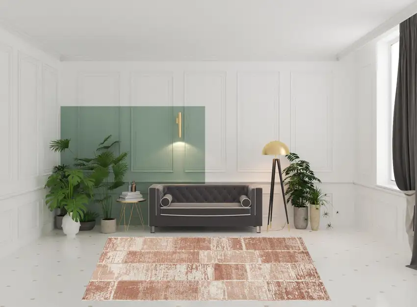 Sand Geometric Power Loom Area Rug With Fringe Photo 2
