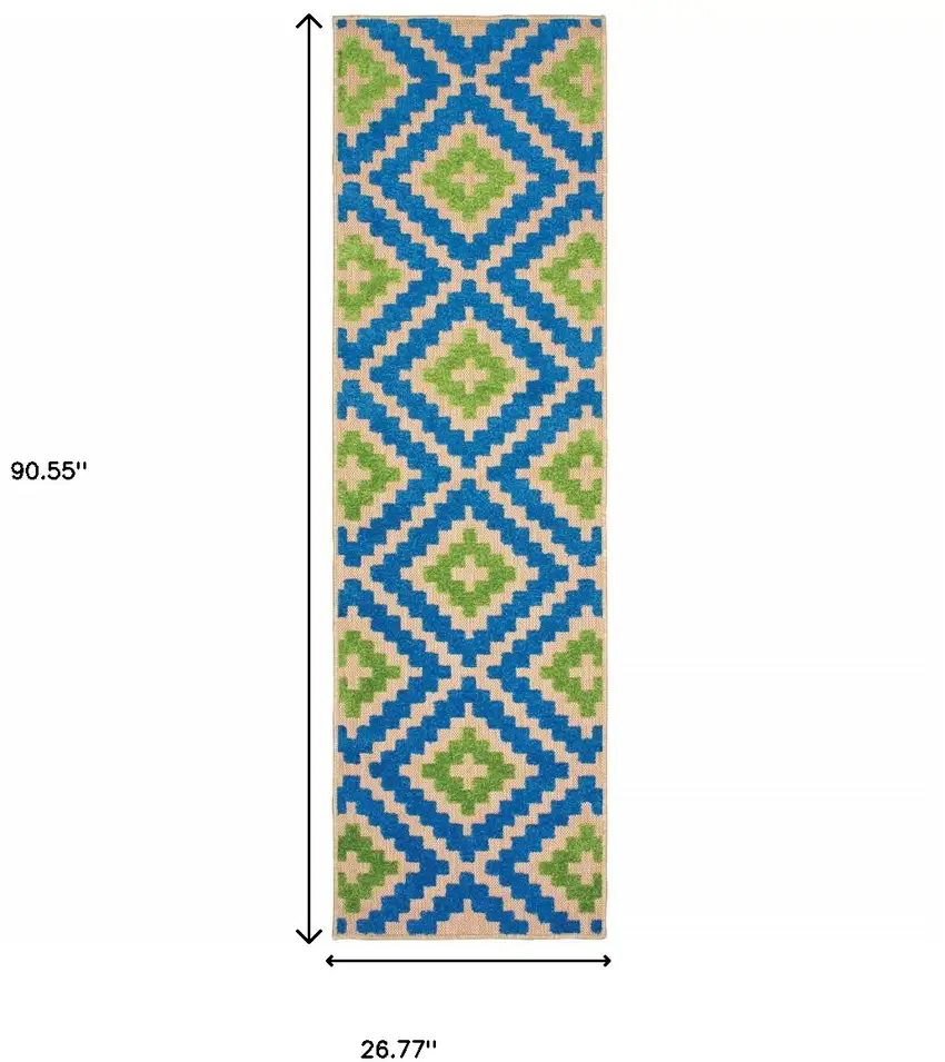 Sand Geometric Stain Resistant Indoor Outdoor Area Rug Photo 4