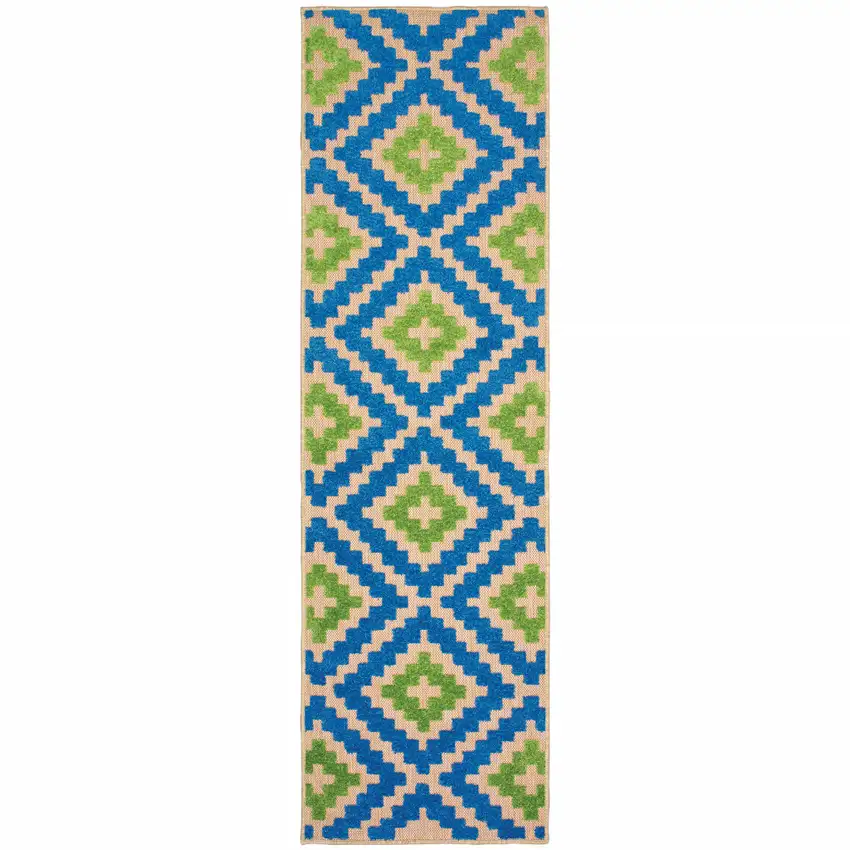 Sand Geometric Stain Resistant Indoor Outdoor Area Rug Photo 1