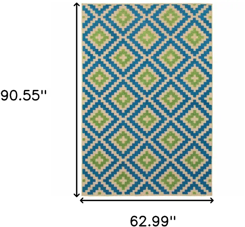 Sand Geometric Stain Resistant Indoor Outdoor Area Rug Photo 5