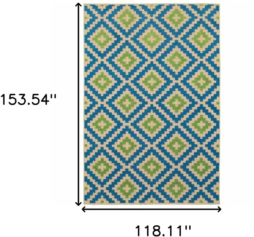 Sand Geometric Stain Resistant Indoor Outdoor Area Rug Photo 5