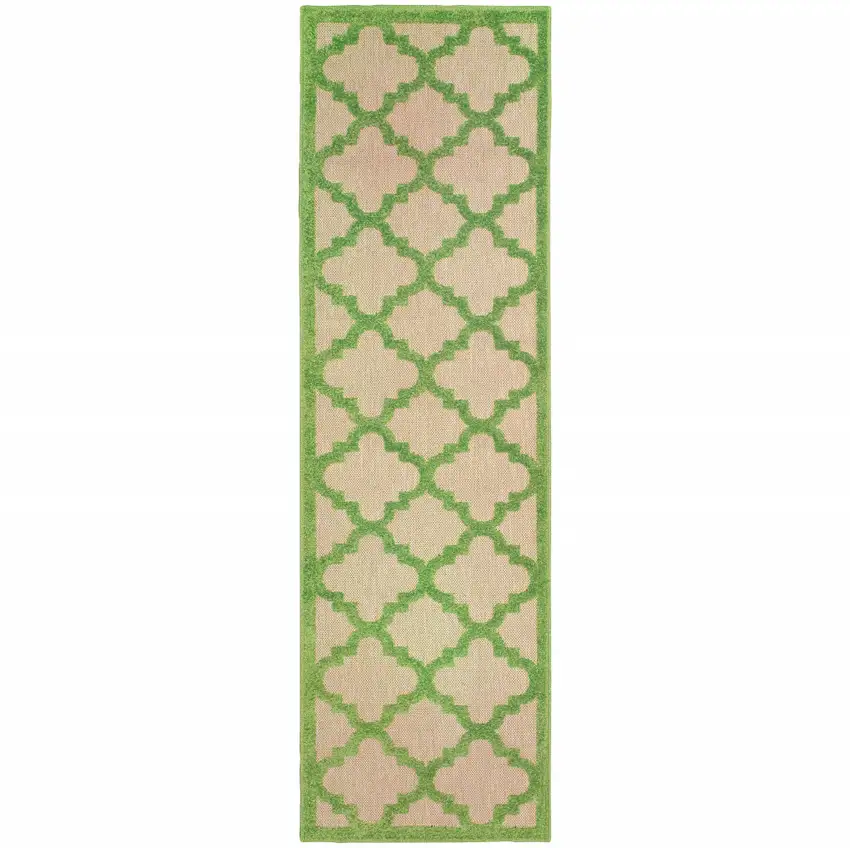 Sand Geometric Stain Resistant Indoor Outdoor Area Rug Photo 1
