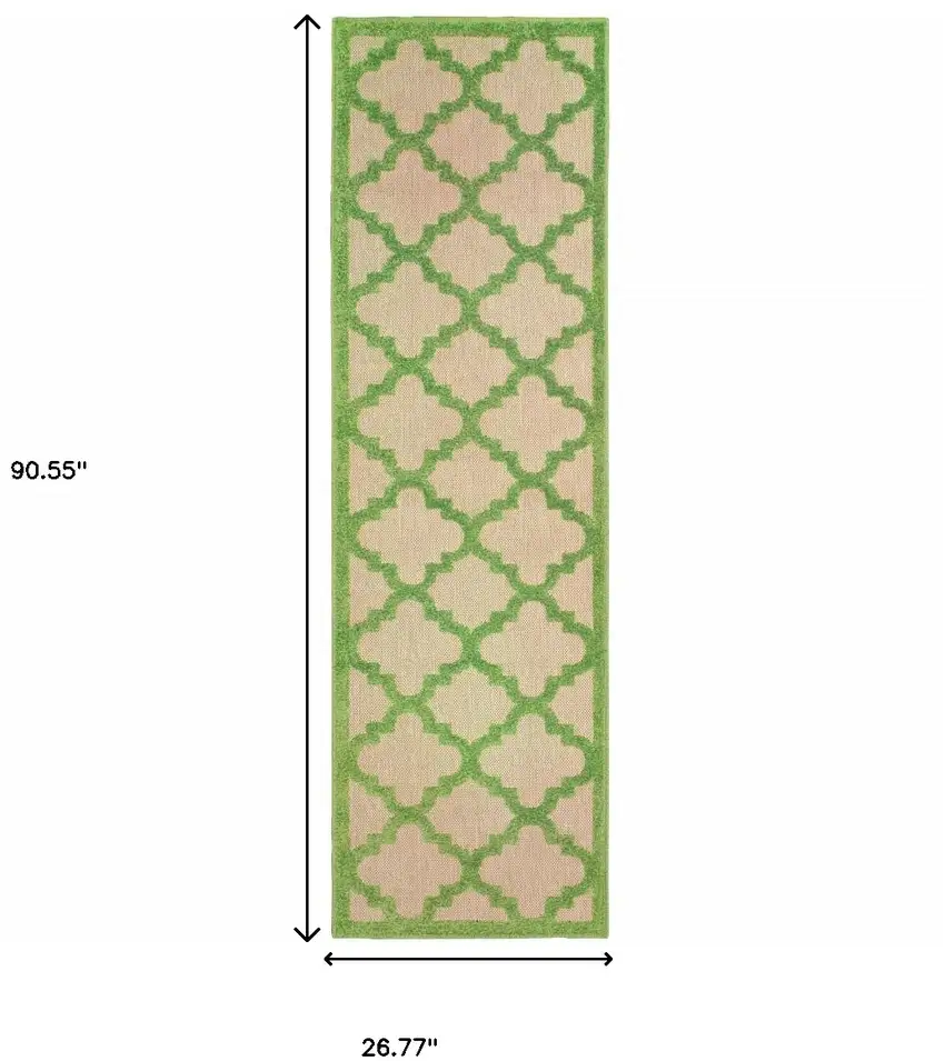 Sand Geometric Stain Resistant Indoor Outdoor Area Rug Photo 4