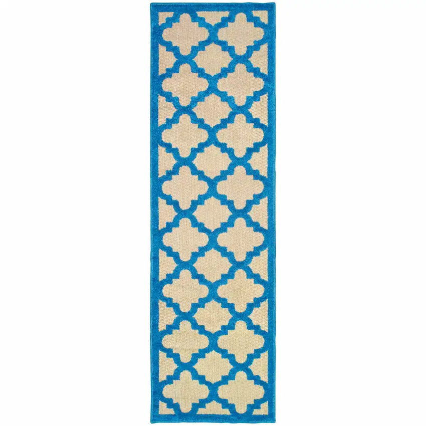 Sand Geometric Stain Resistant Indoor Outdoor Area Rug Photo 1