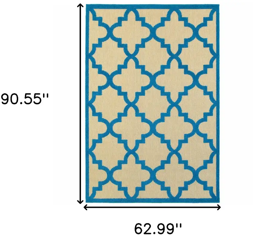 Sand Geometric Stain Resistant Indoor Outdoor Area Rug Photo 5