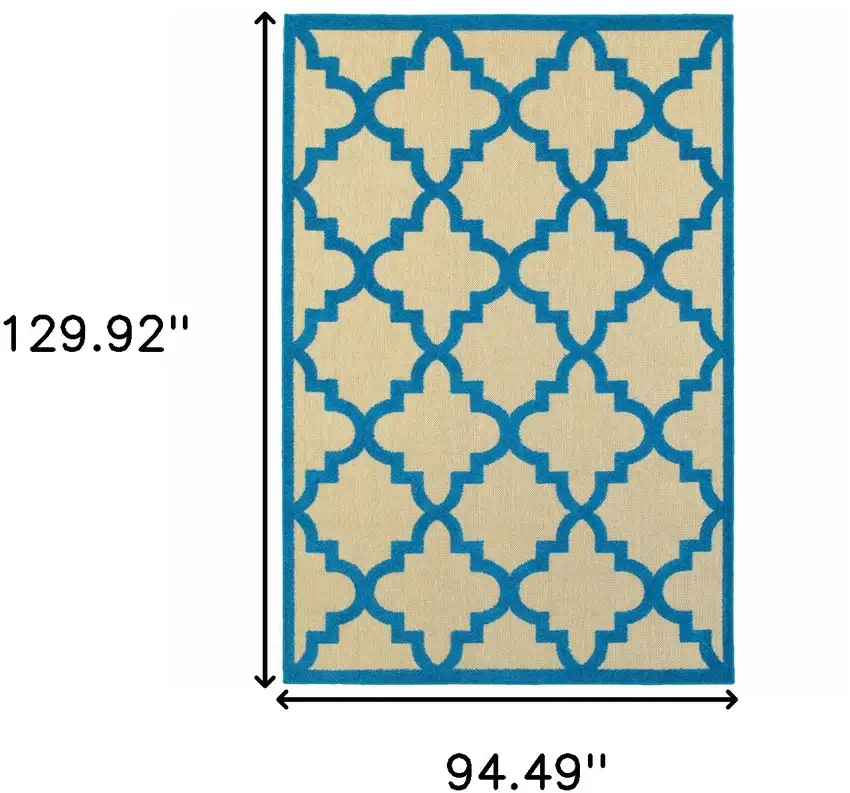 Sand Geometric Stain Resistant Indoor Outdoor Area Rug Photo 5