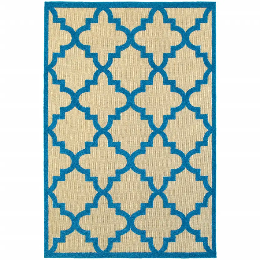 Sand Geometric Stain Resistant Indoor Outdoor Area Rug Photo 1