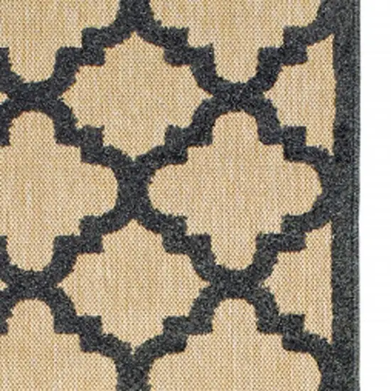 Beige and Black Geometric Stain Resistant Indoor Outdoor Area Rug Photo 4