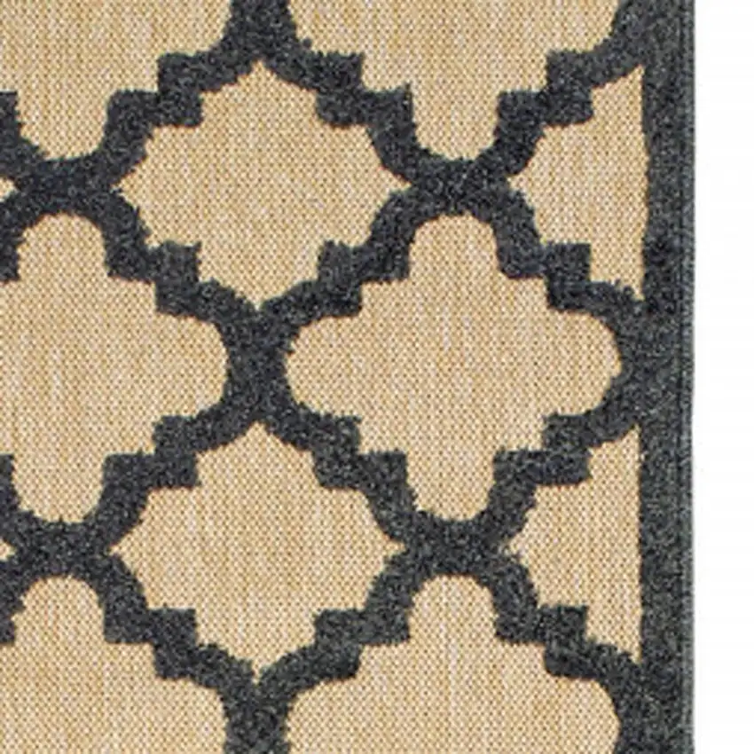 Beige and Black Geometric Stain Resistant Indoor Outdoor Area Rug Photo 4