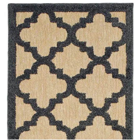 Beige and Black Geometric Stain Resistant Indoor Outdoor Area Rug Photo 5