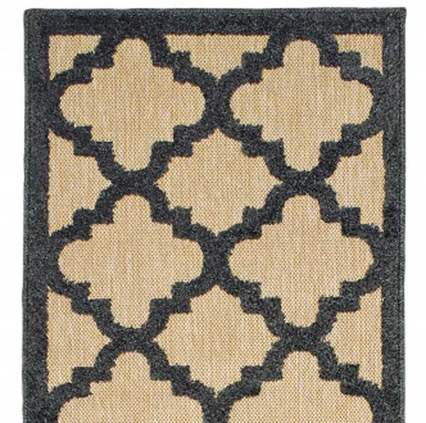 Beige and Black Geometric Stain Resistant Indoor Outdoor Area Rug Photo 5