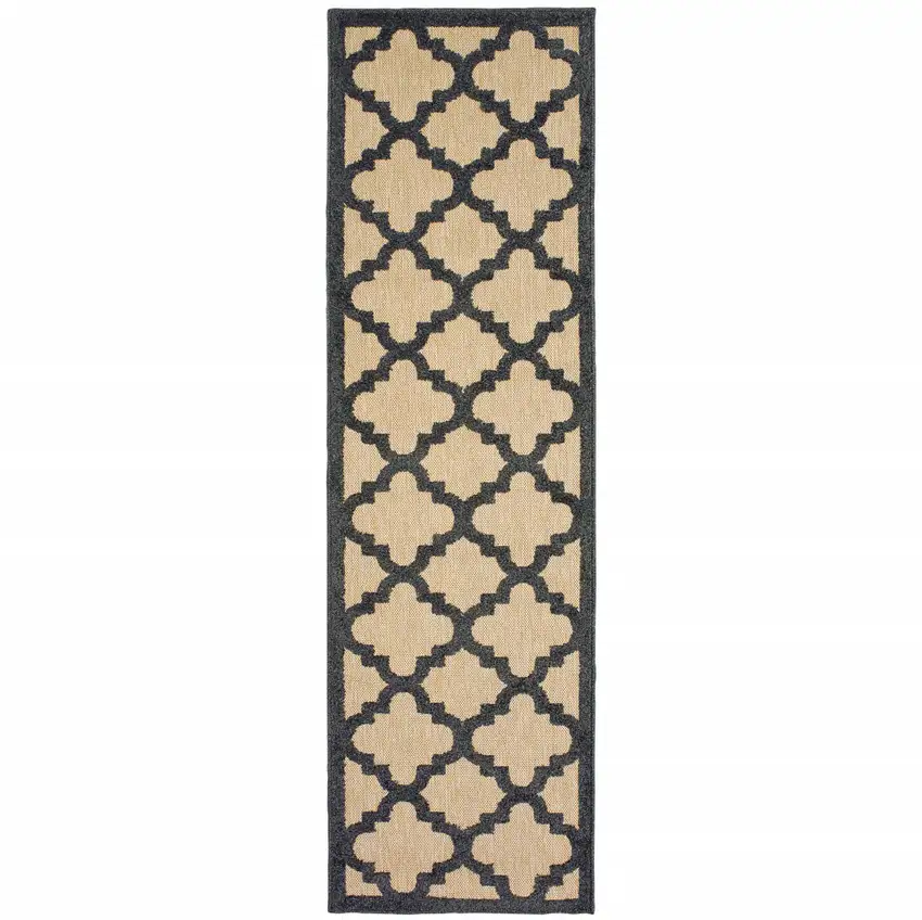 Sand Geometric Stain Resistant Indoor Outdoor Area Rug Photo 2