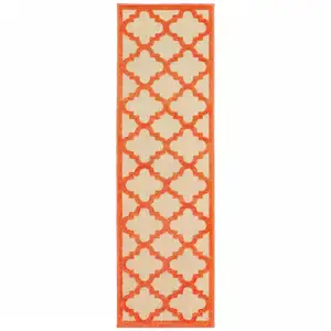 Photo of Sand Geometric Stain Resistant Indoor Outdoor Area Rug