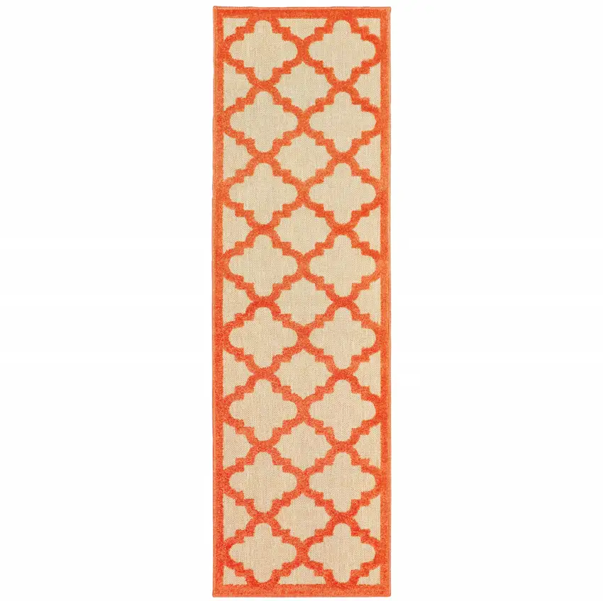 Sand Geometric Stain Resistant Indoor Outdoor Area Rug Photo 1