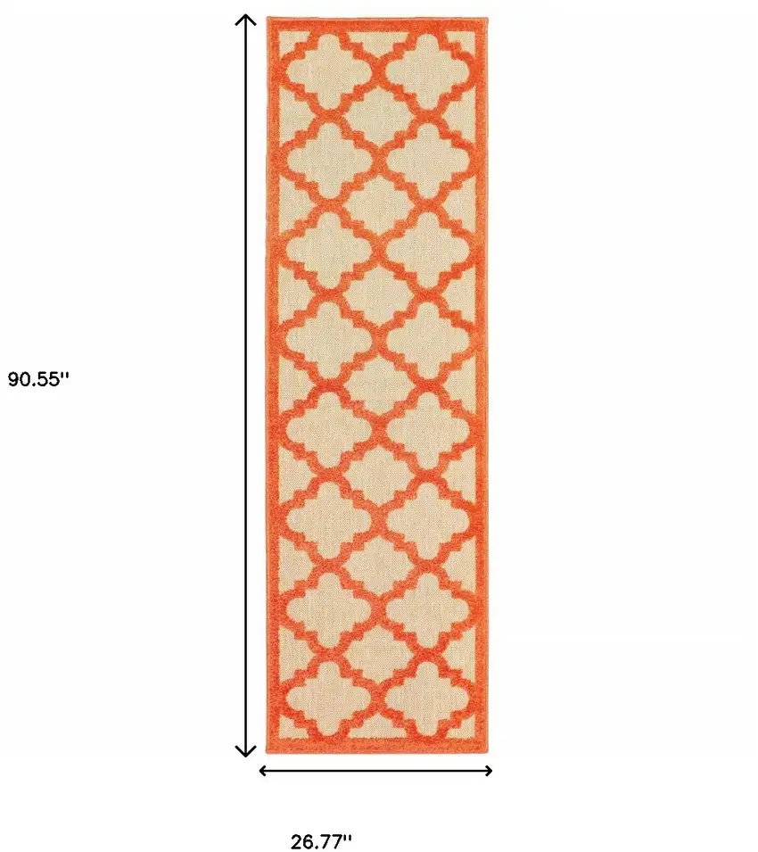 Sand Geometric Stain Resistant Indoor Outdoor Area Rug Photo 4