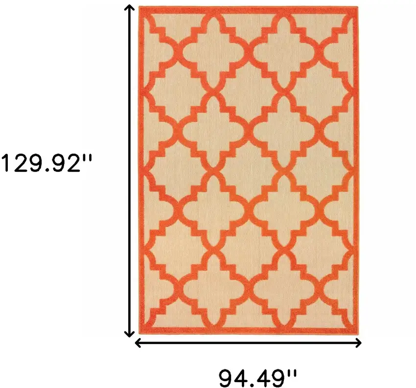 Sand Geometric Stain Resistant Indoor Outdoor Area Rug Photo 6