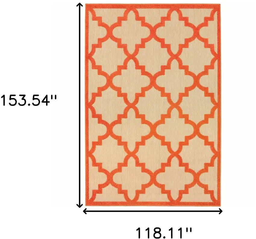Sand Geometric Stain Resistant Indoor Outdoor Area Rug Photo 6