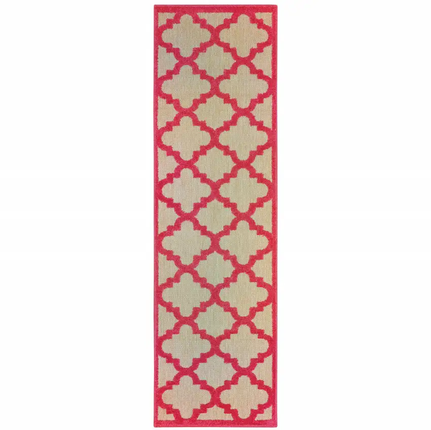 Sand Geometric Stain Resistant Indoor Outdoor Area Rug Photo 1