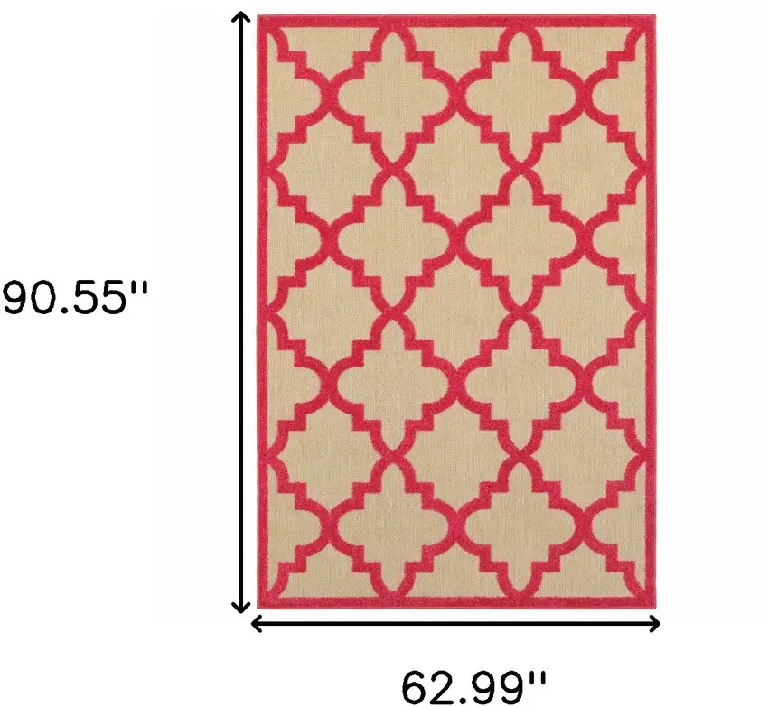 Sand Geometric Stain Resistant Indoor Outdoor Area Rug Photo 5