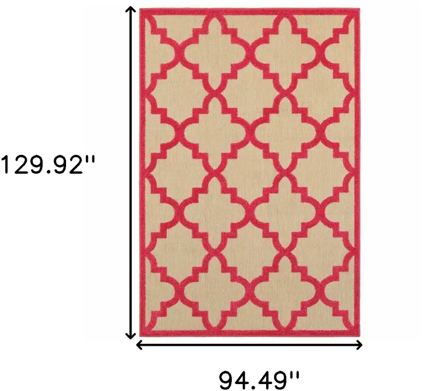 Sand Geometric Stain Resistant Indoor Outdoor Area Rug Photo 5