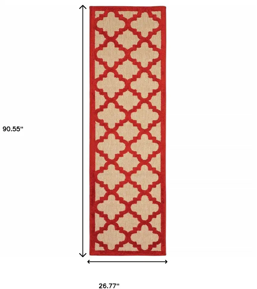 Sand Geometric Stain Resistant Indoor Outdoor Area Rug Photo 4