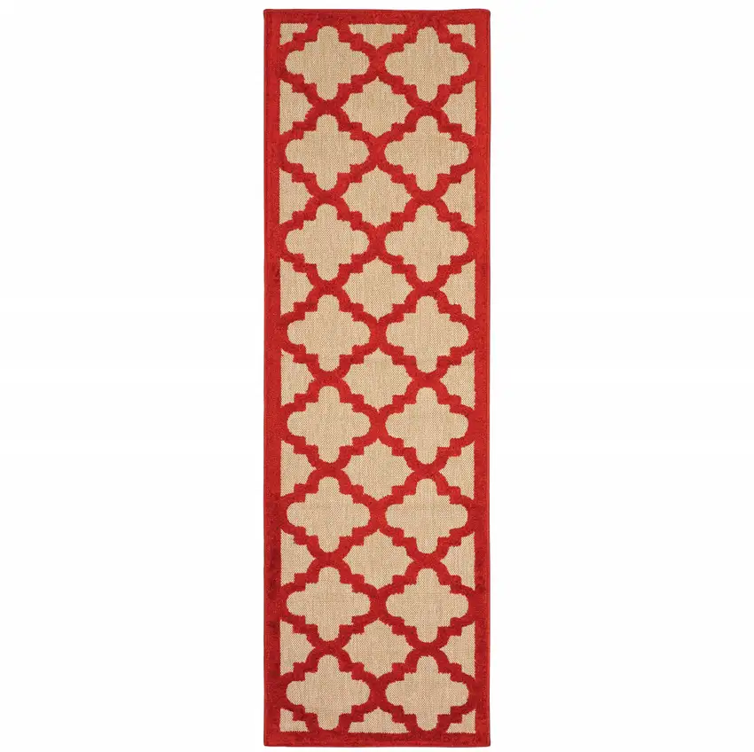 Sand Geometric Stain Resistant Indoor Outdoor Area Rug Photo 1