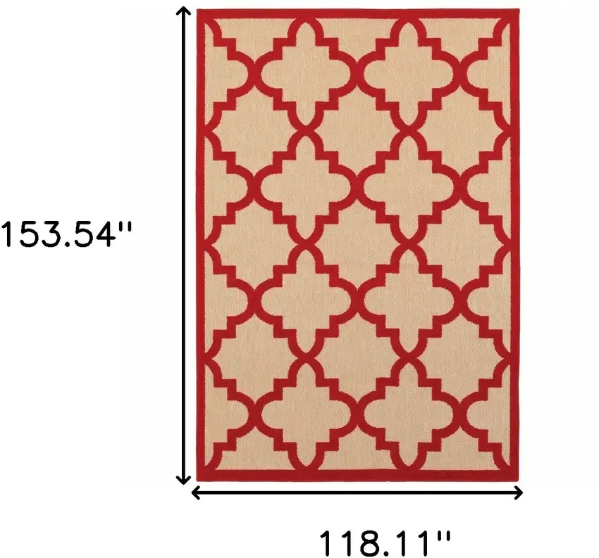 Sand Geometric Stain Resistant Indoor Outdoor Area Rug Photo 5