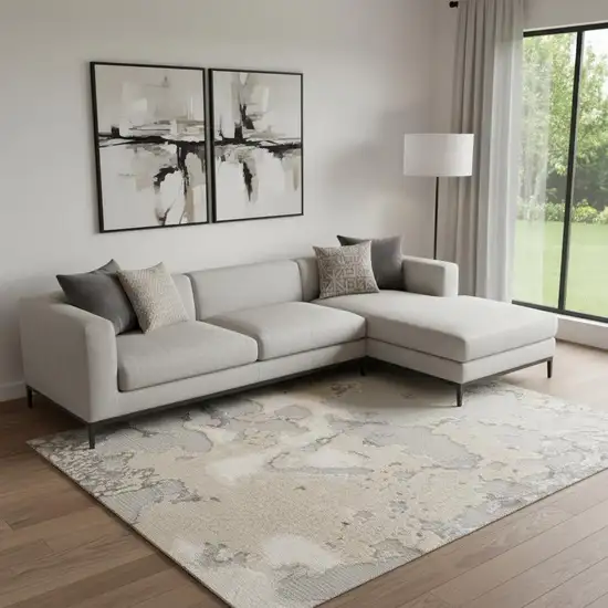 Sand Gray And Beige Abstract Area Rug Photo 1