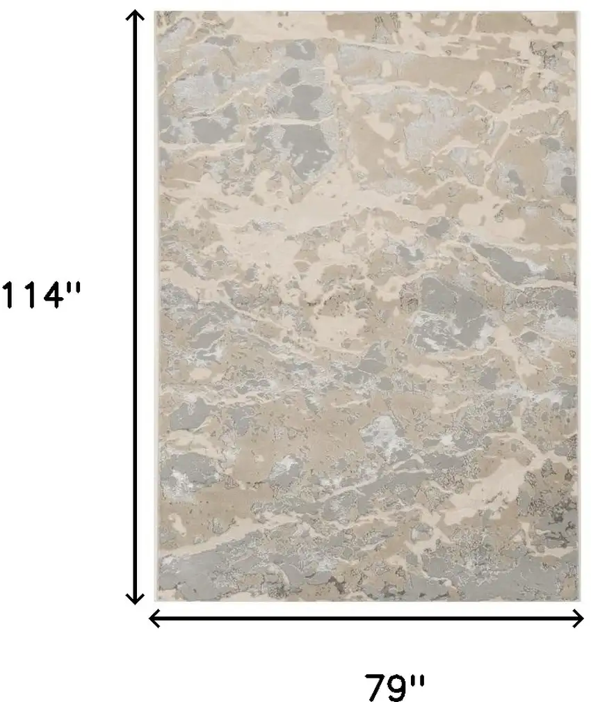 Sand Grey Machine Woven Abstract Indoor Area Rug Photo 3