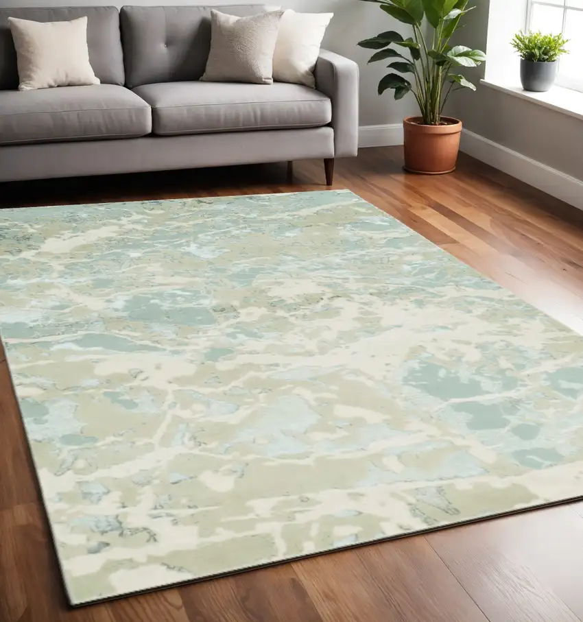Sand Gray and Green Abstract Area Rug Photo 1