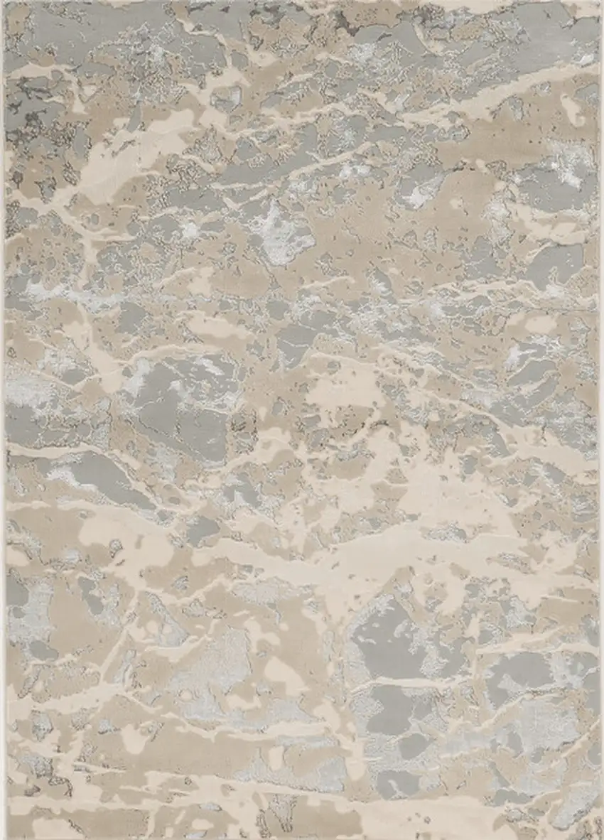 3'X5' Sand Grey Machine Woven Abstract Watercolor Indoor Area Rug Photo 2